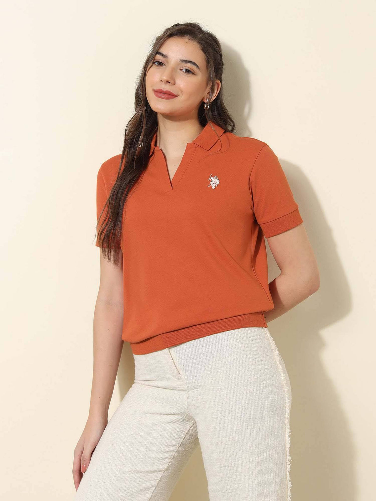 Rust Solid Relaxed Fit Polo T-Shirt | U89 - view 1