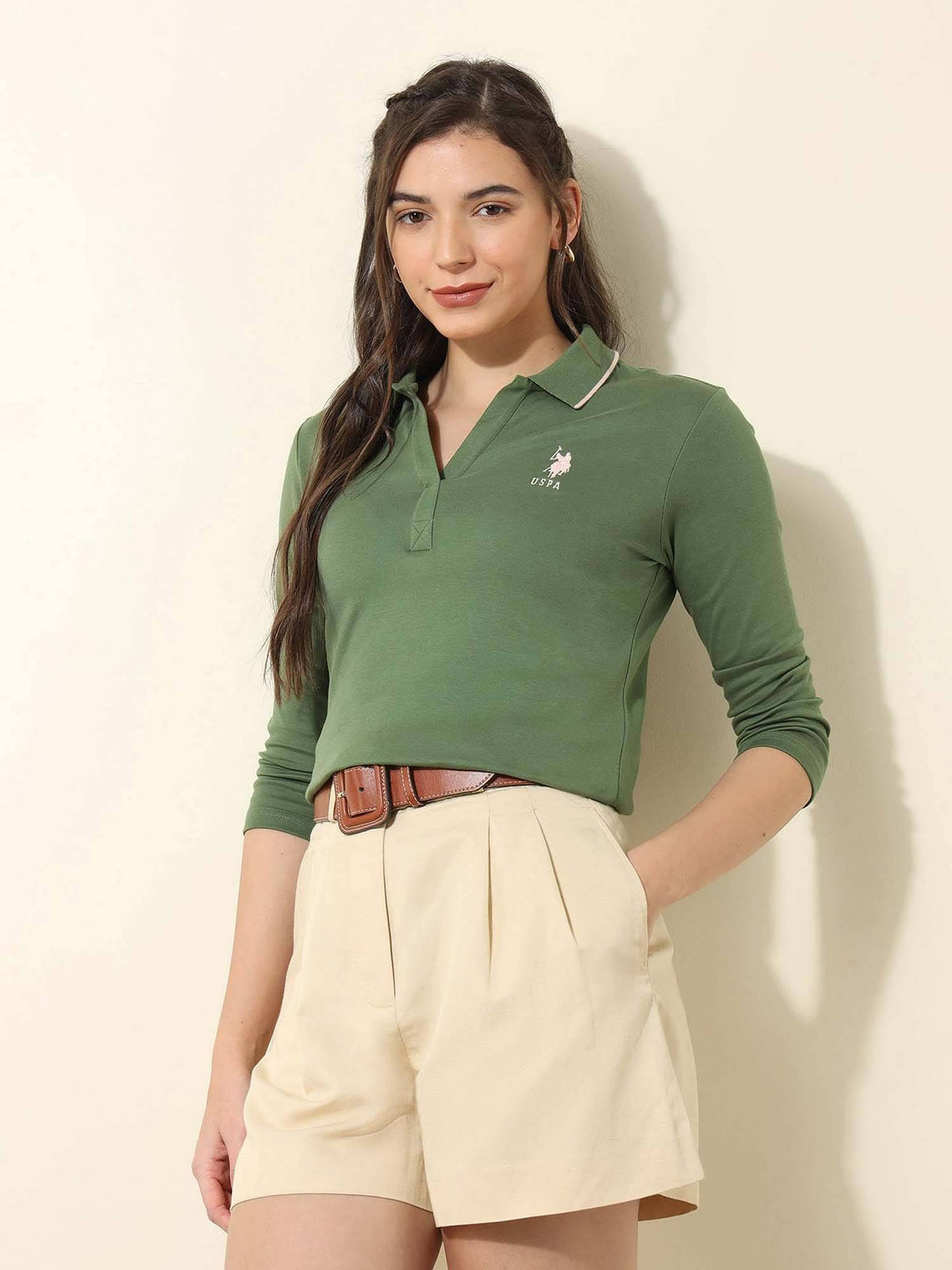 Green Solid Regular Fit Polo T-Shirt | PW43 - view 1