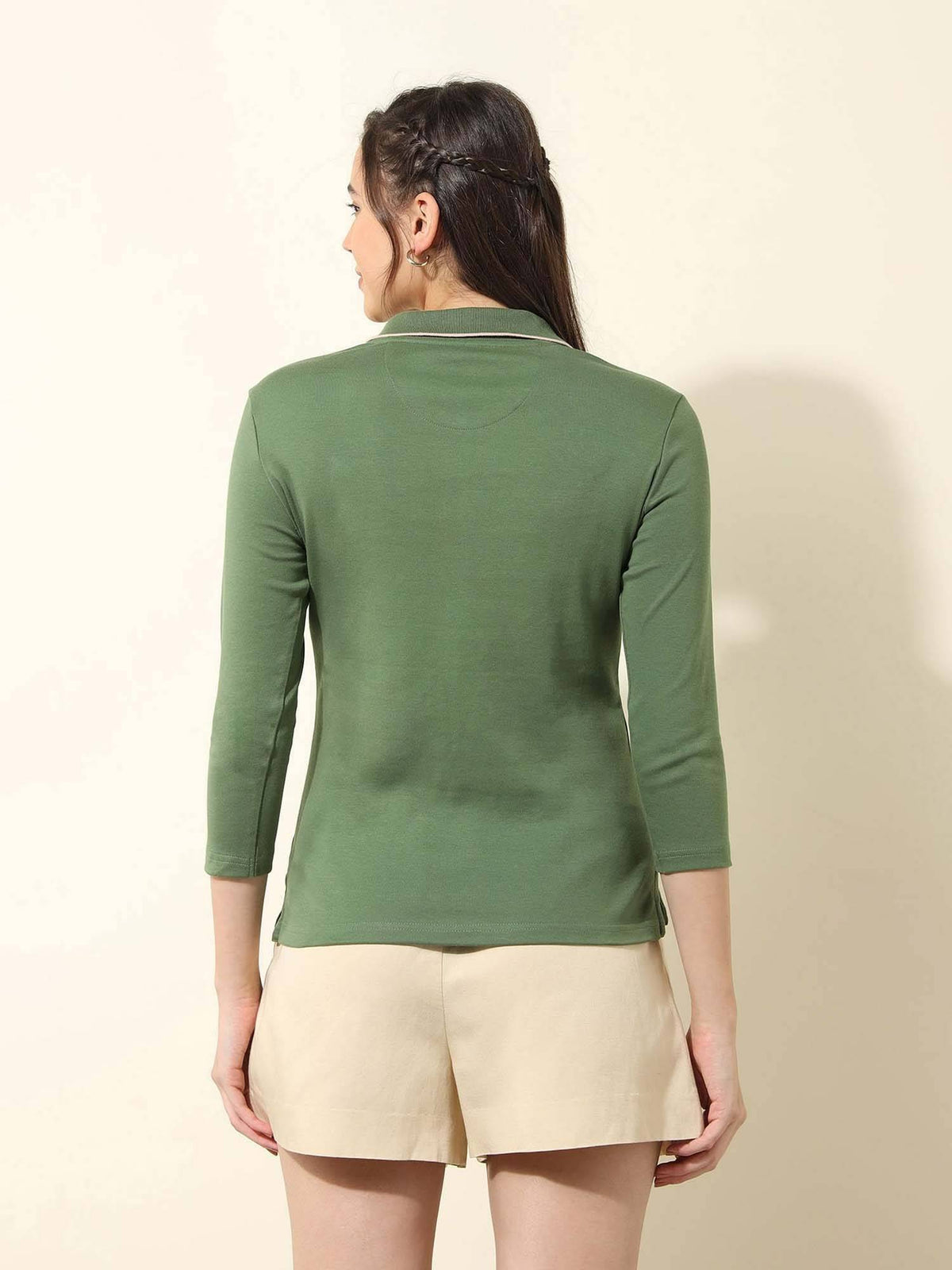 Green Solid Regular Fit Polo T-Shirt | PW43 - view 5