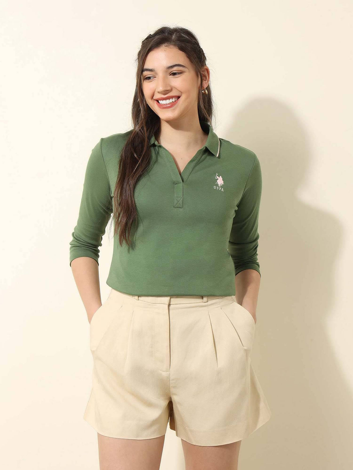 Green Solid Regular Fit Polo T-Shirt | PW43 - view 6