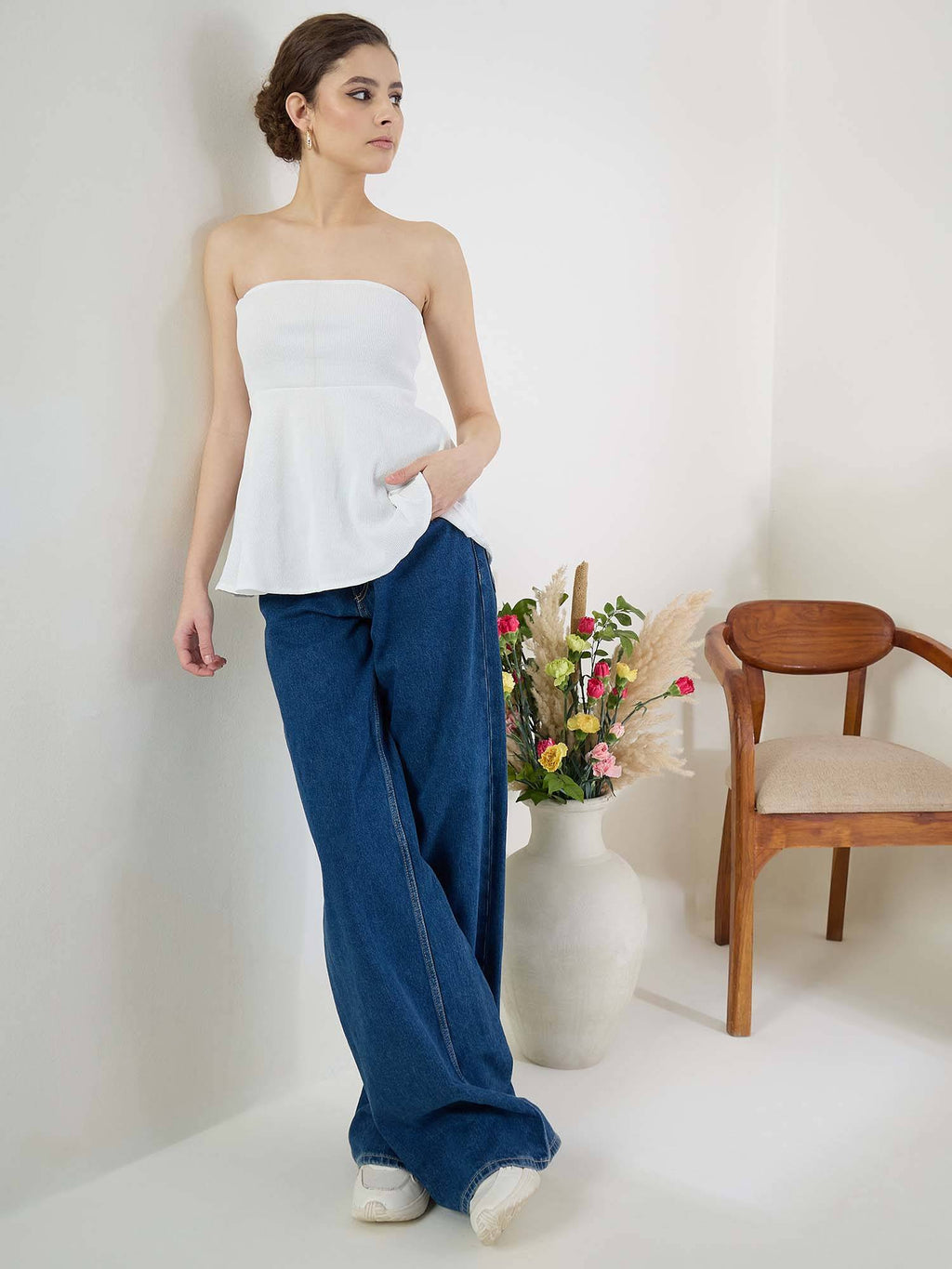 Stretchable Strapless Peplum Top | pt51 - view 13
