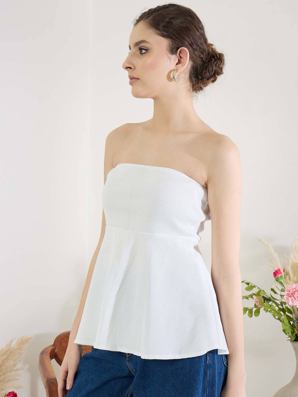 Stretchable Strapless Peplum Top | pt51 - view 14