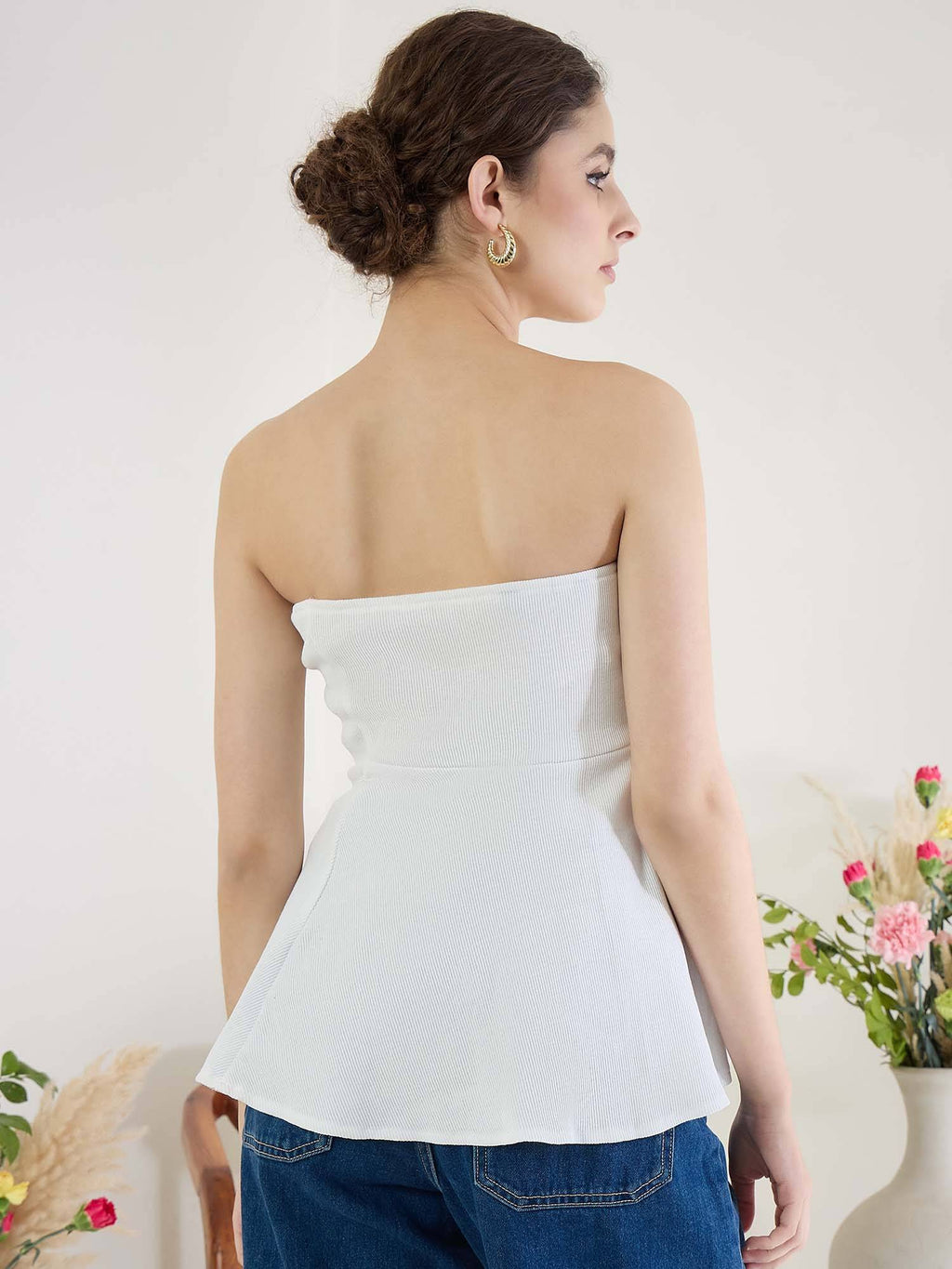 Stretchable Strapless Peplum Top | pt51 - view 15