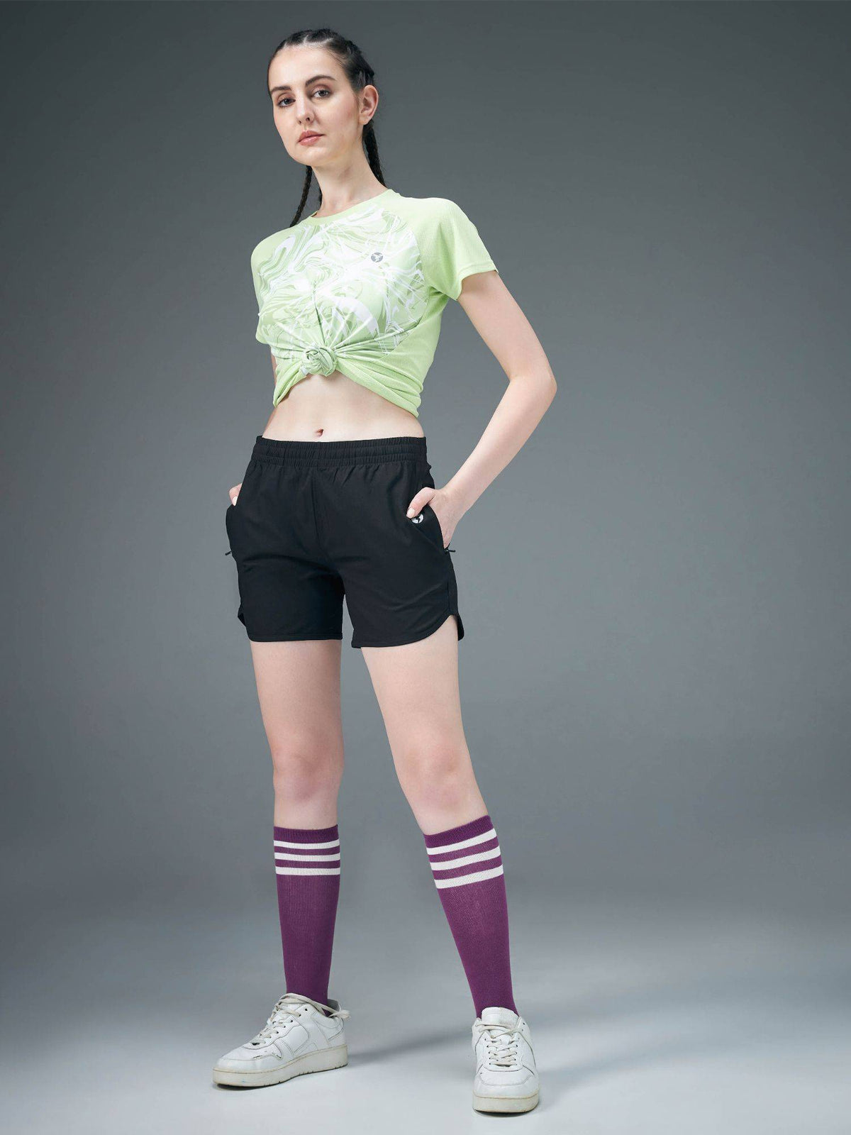 Black Solid Regular Fit Shorts - view 5