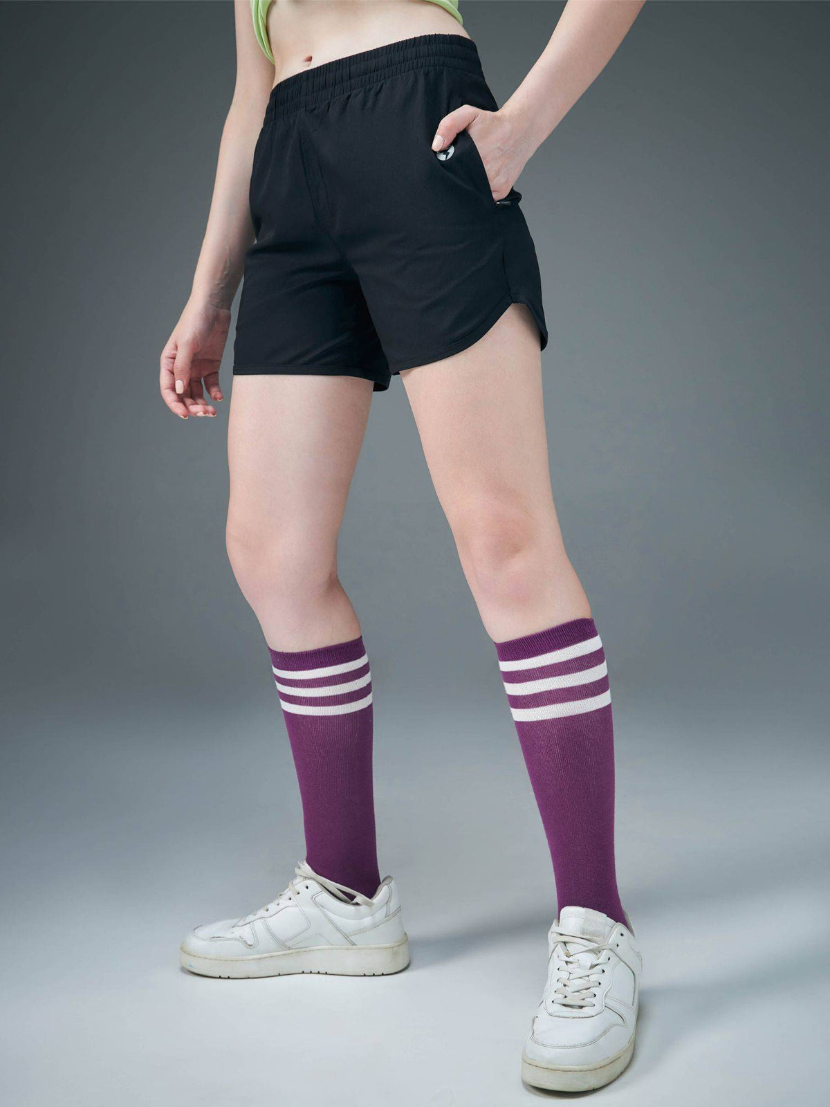 Black Solid Regular Fit Shorts - view 3