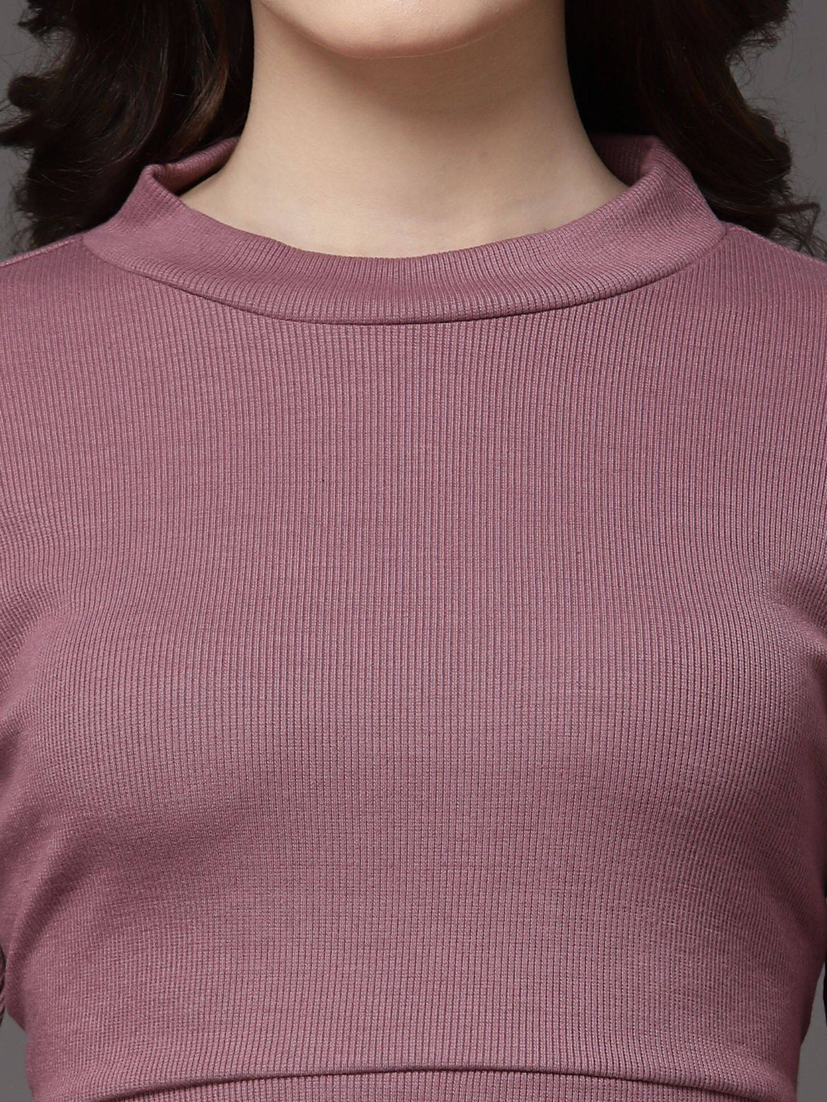Mauve Cut Out Crop Top | CT61 - view 5