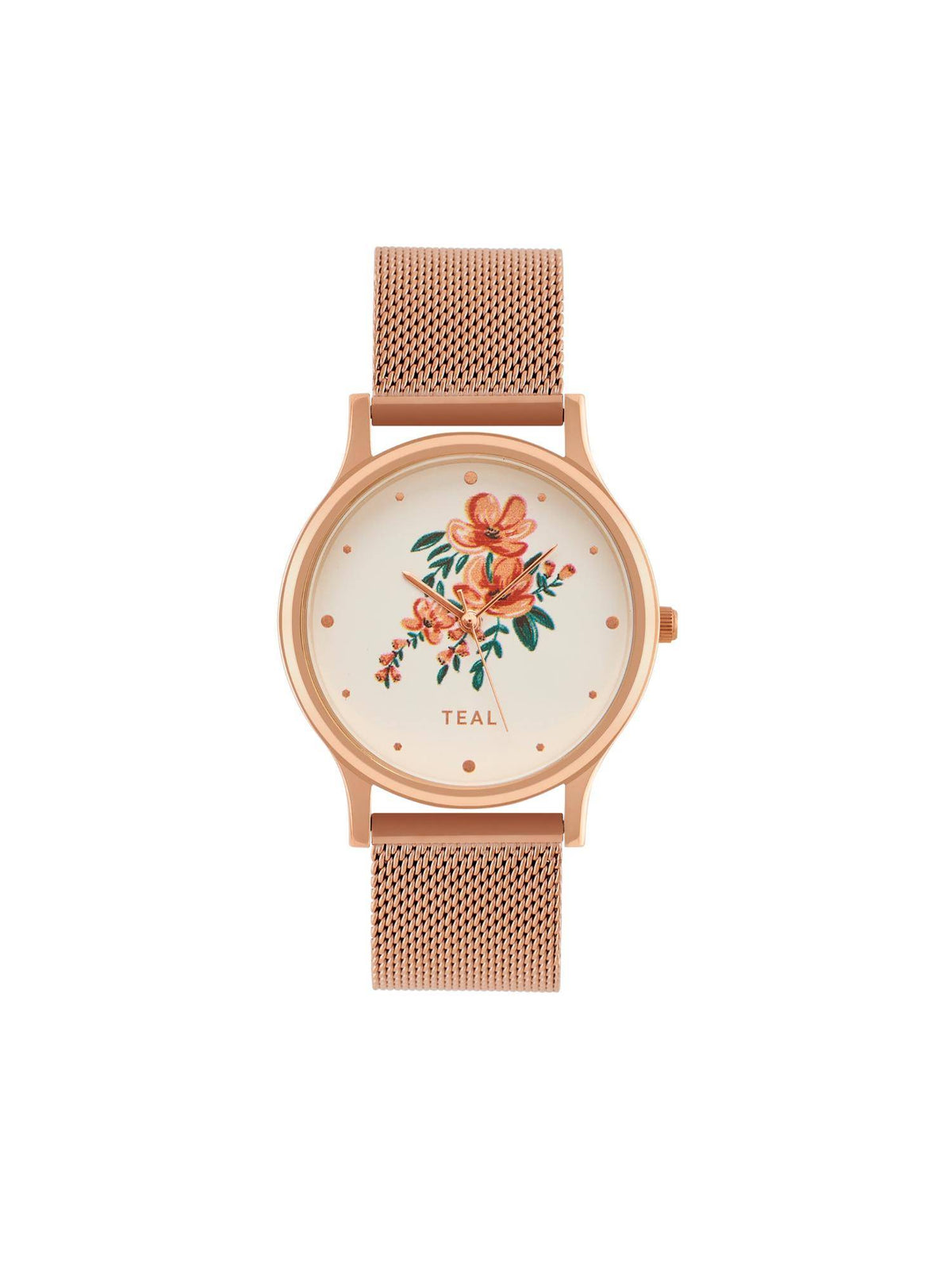 Jungle Flowers Watch Metal Mesh Strap Dial White | W92 - view 1