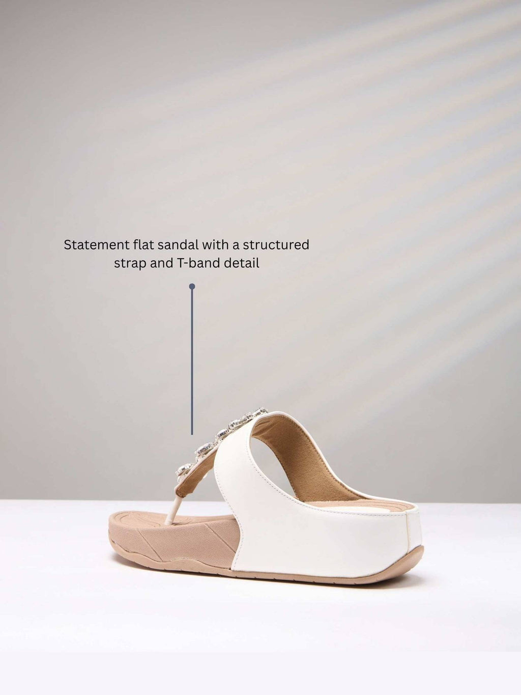 White Crystal Bloom T-Strap Flats | F61 - view 2