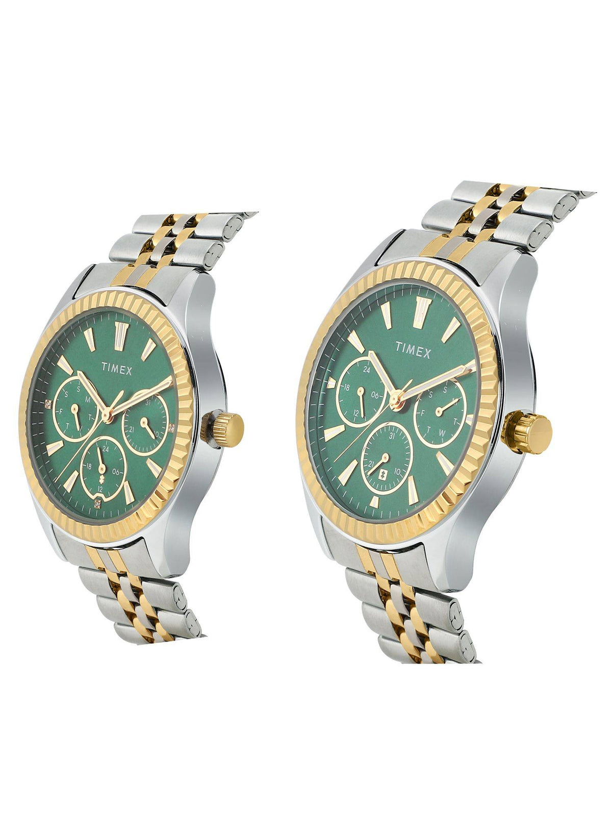 Round 42mm Green Dial Analog Pair Watch - TW0PRE002 | W92 - view 2
