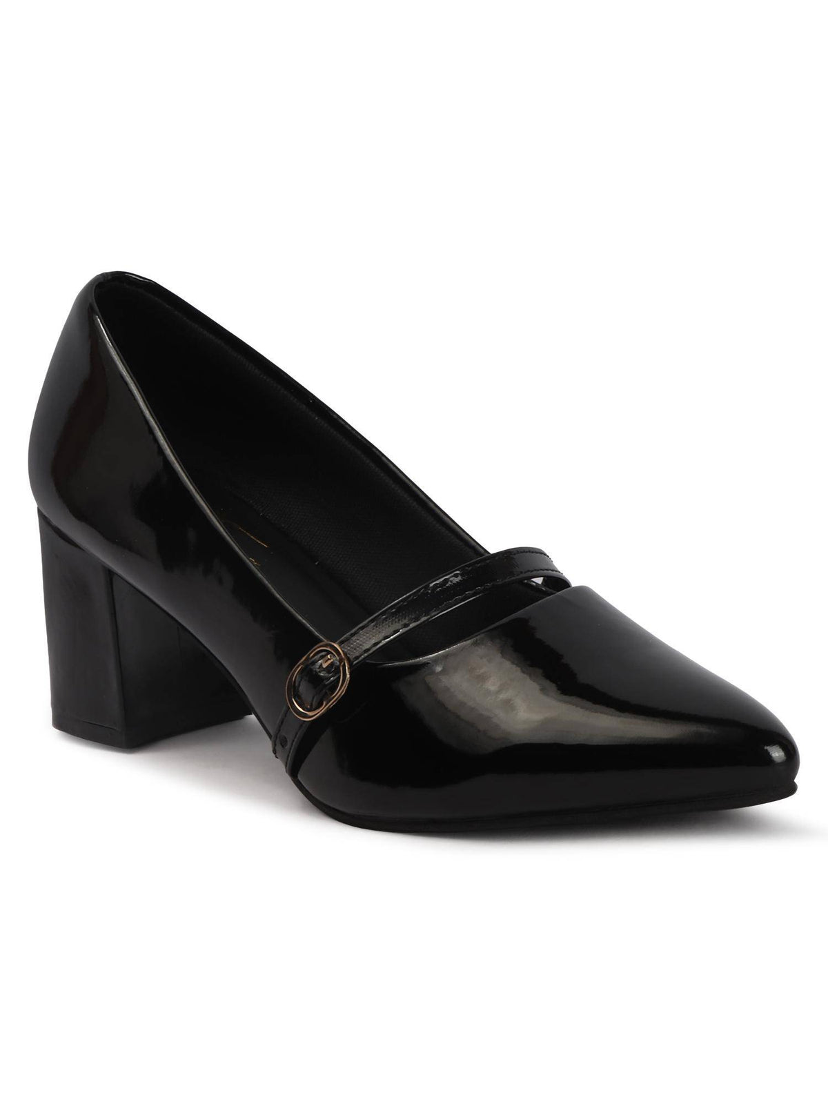 Black Synthetic Pointed Toe Tpr Pair Of Pumps | H78 - view 3