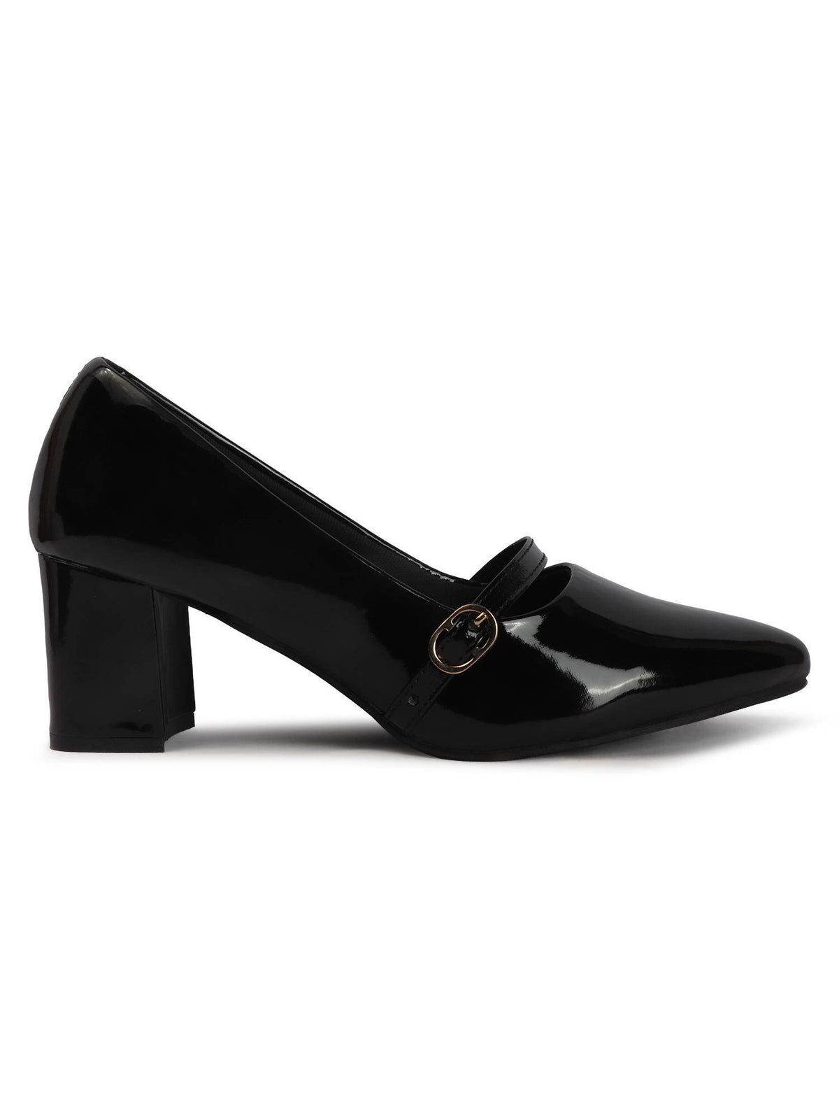 Black Synthetic Pointed Toe Tpr Pair Of Pumps | H78 - view 4