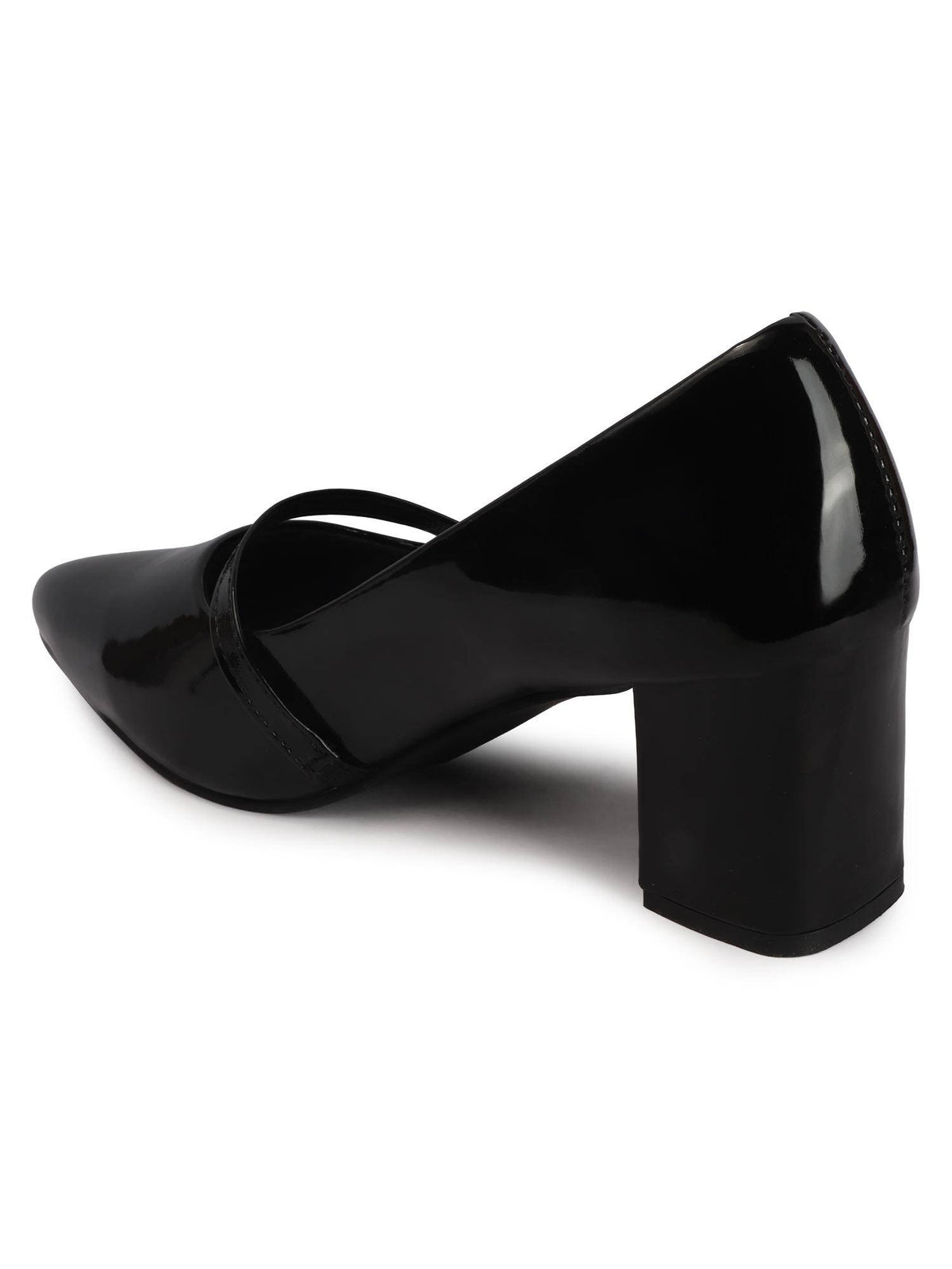 Black Synthetic Pointed Toe Tpr Pair Of Pumps | H78 - view 5