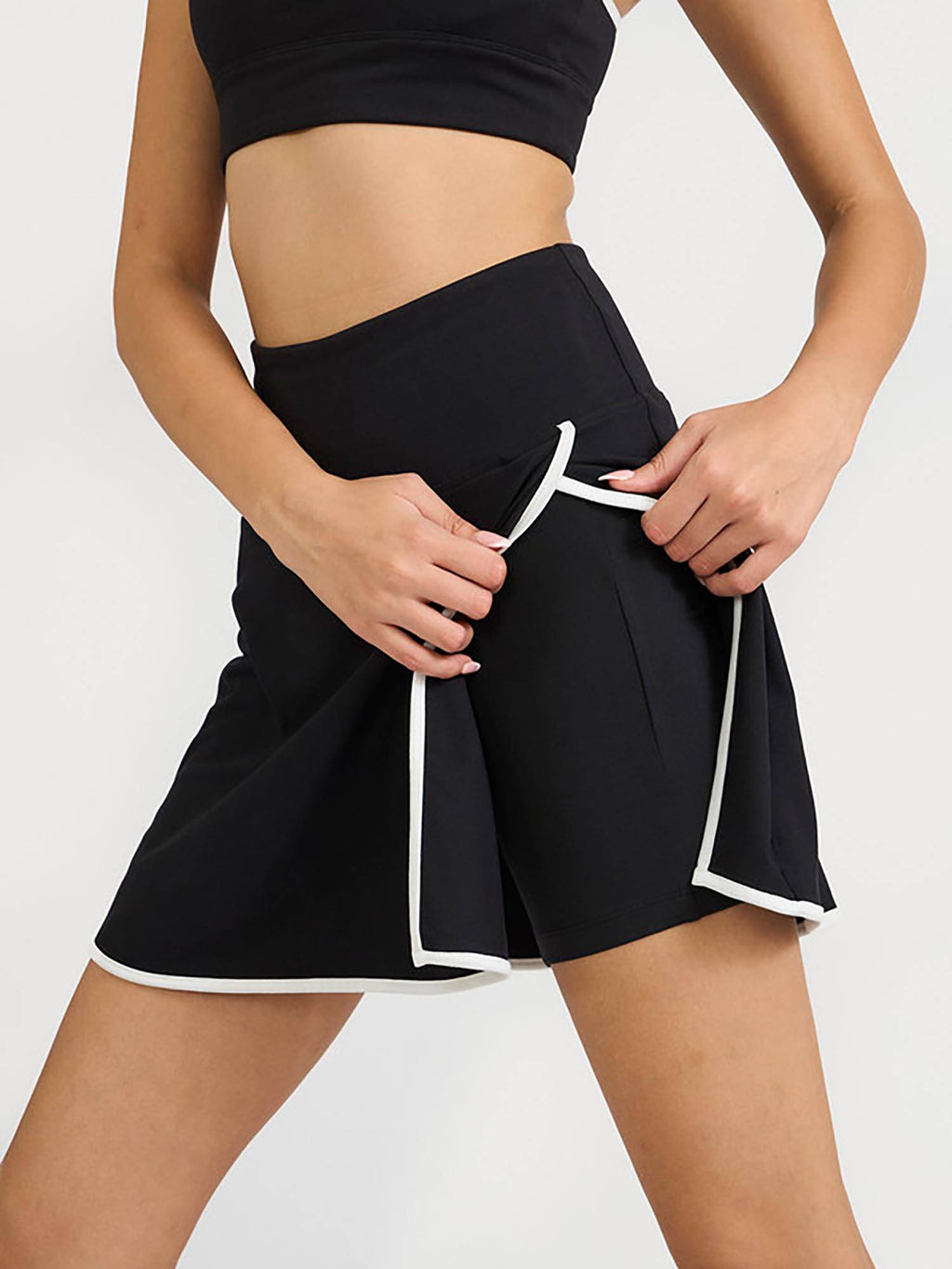 Women's Black Stretchable Skorts with 2 Side Pockets Inbuilt Shorts - view 4