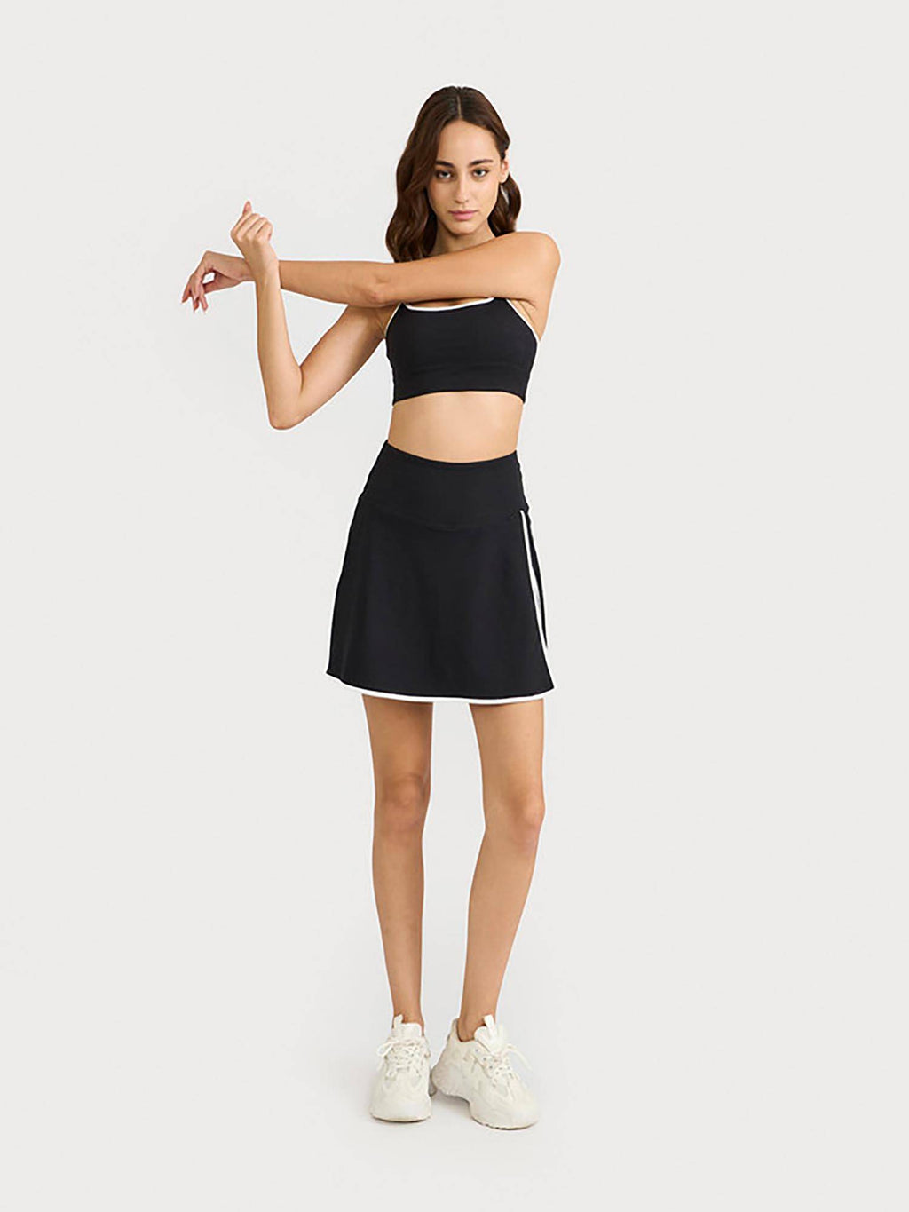 Women's Black Stretchable Skorts with 2 Side Pockets Inbuilt Shorts - view 5