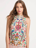 Cream Peacock Halter Top | HT67 - view 1