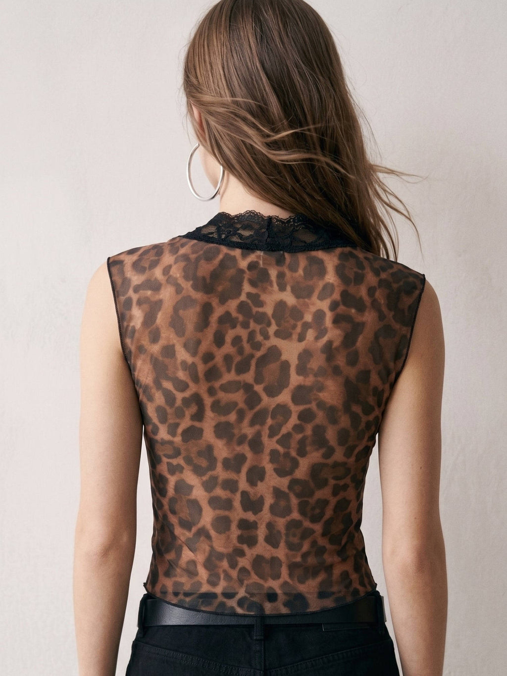Multi-Color Polyester Sleeveless V-Neck Animal Print Crop Top | CT61 - view 5