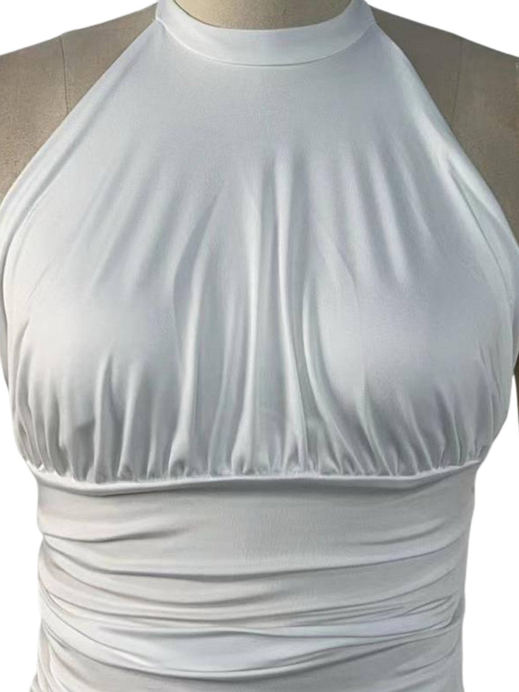 White Polyester Sleeveless Halter Neck Solid Top | HT67 - view 4