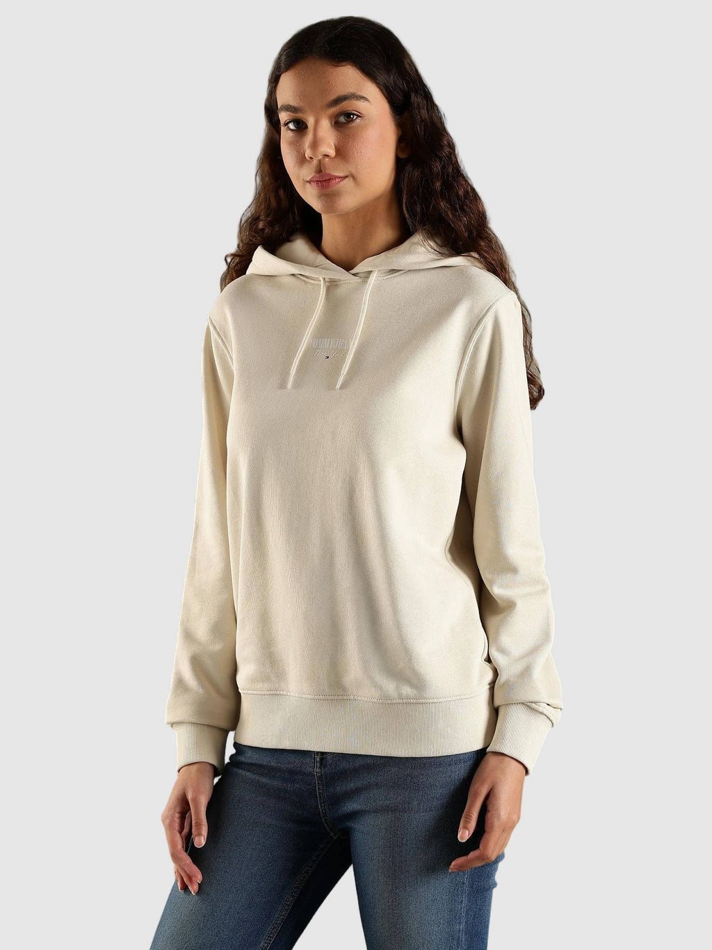 Beige Regular Fit Cotton Hoodie | HD56 - view 2