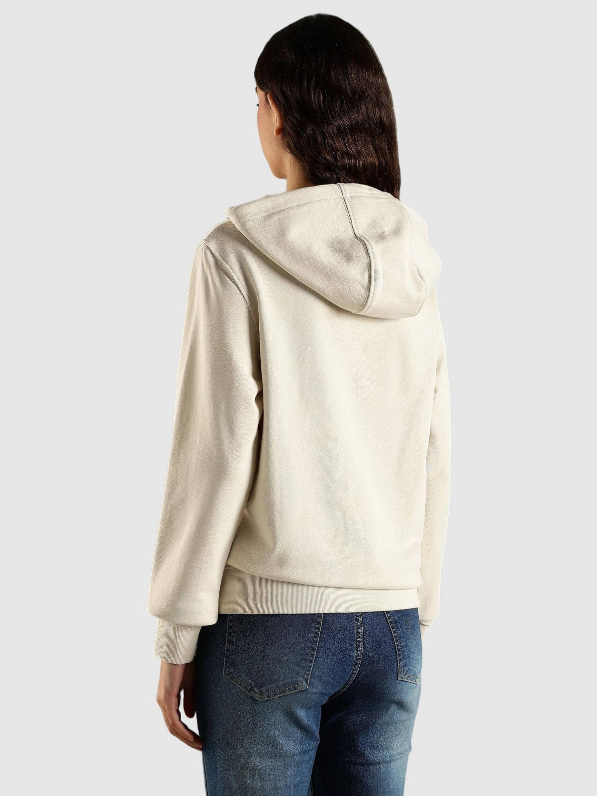 Beige Regular Fit Cotton Hoodie | HD56 - view 3