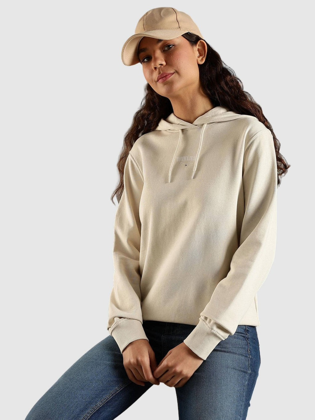 Beige Regular Fit Cotton Hoodie | HD56 - view 5
