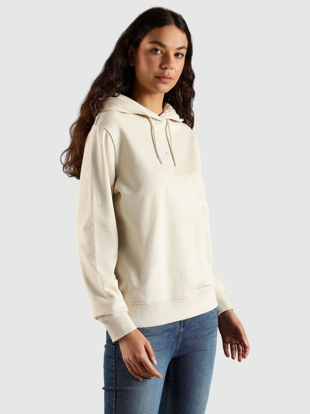 Beige Regular Fit Cotton Hoodie | HD56 - view 6