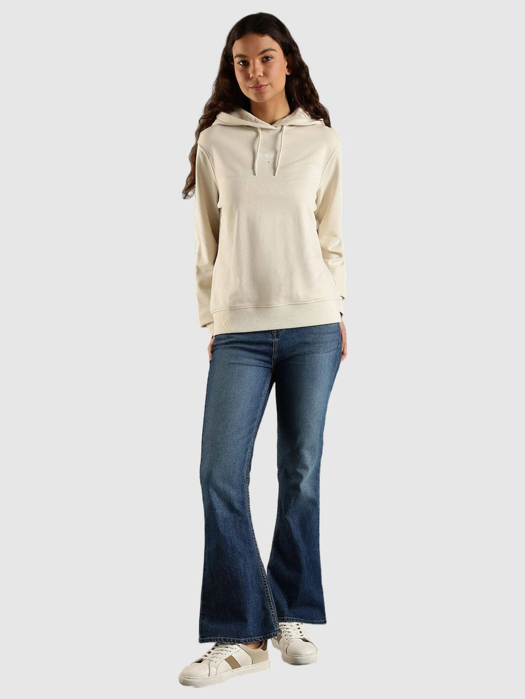 Beige Regular Fit Cotton Hoodie | HD56 - view 7