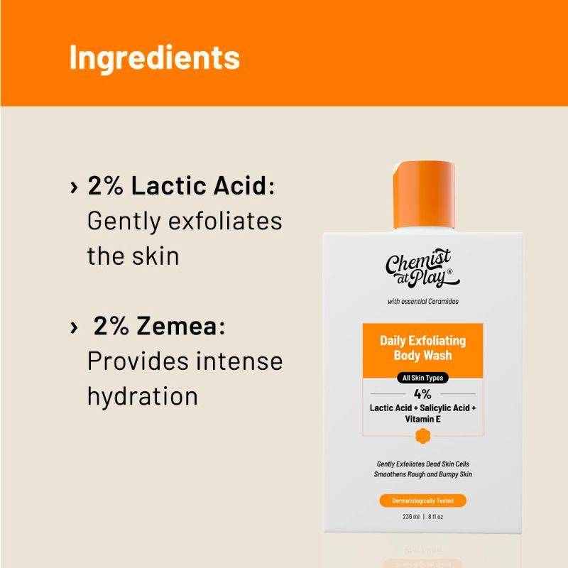 Lactic Acid Exfoliating Body Wash (236)& AHA Underarm Roll OnShower gel & Deo Combo | B20 - view 4
