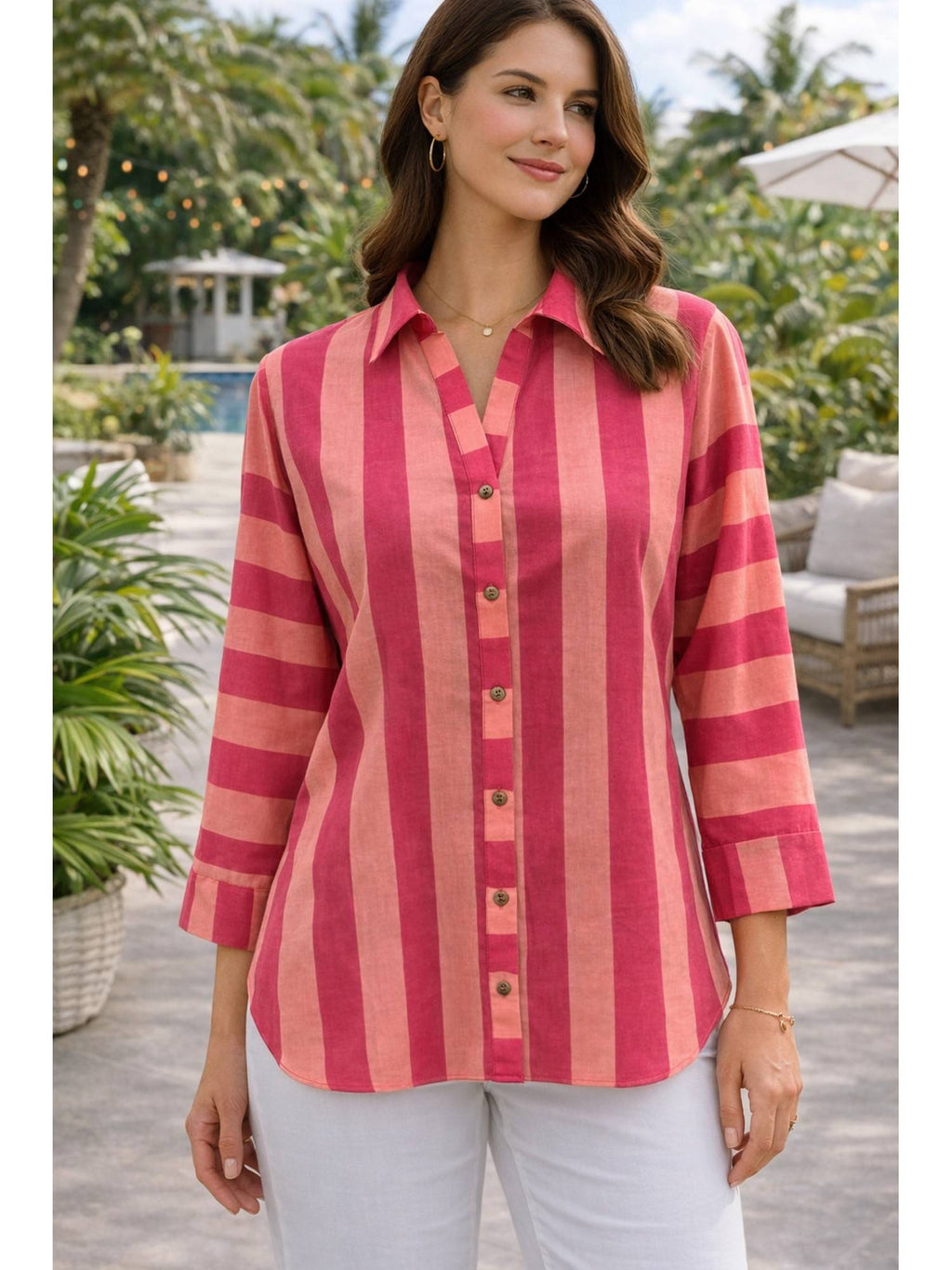 Vertical Striped Pink Shirt | S67 - view 1