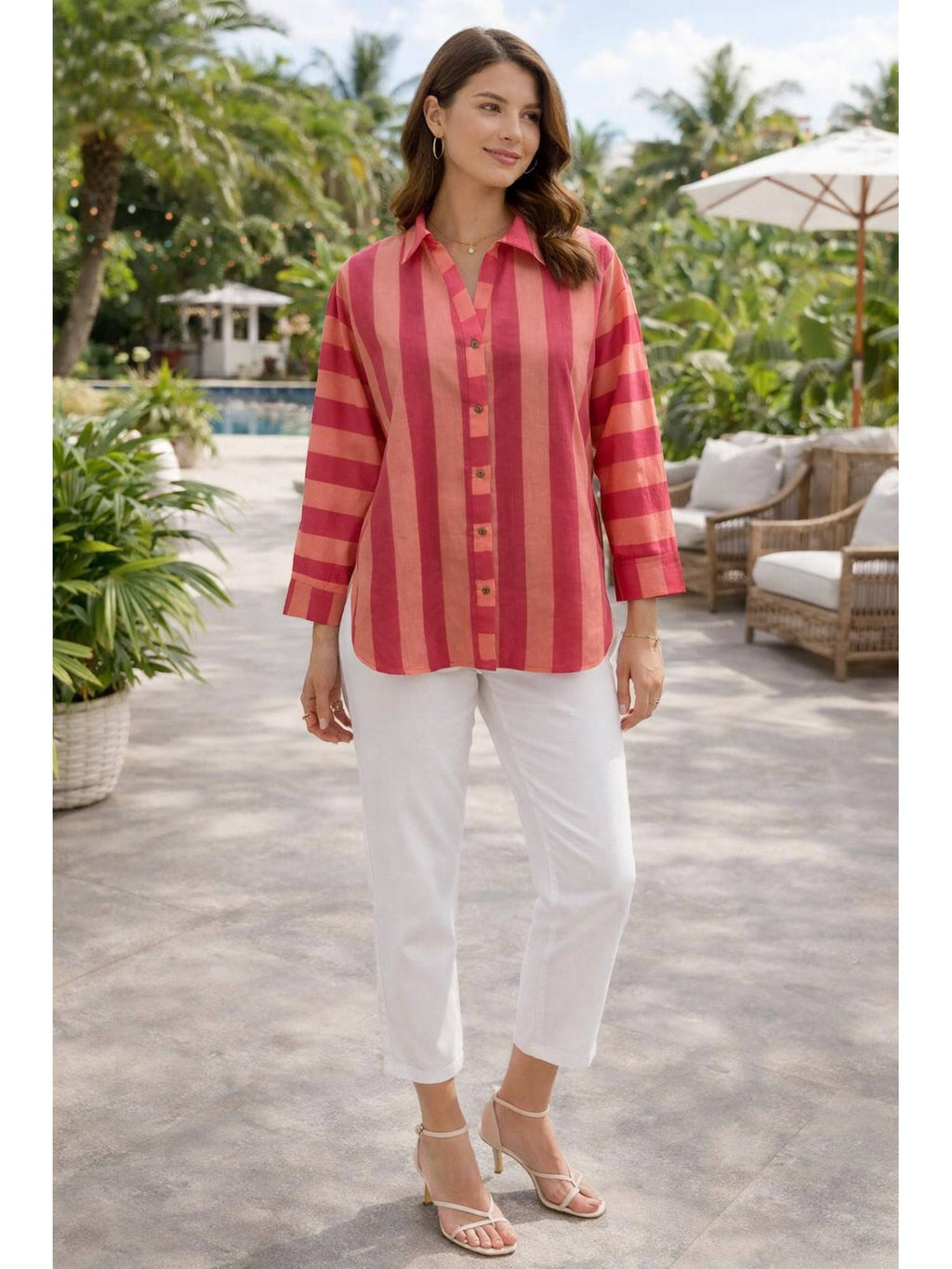 Vertical Striped Pink Shirt | S67 - view 3