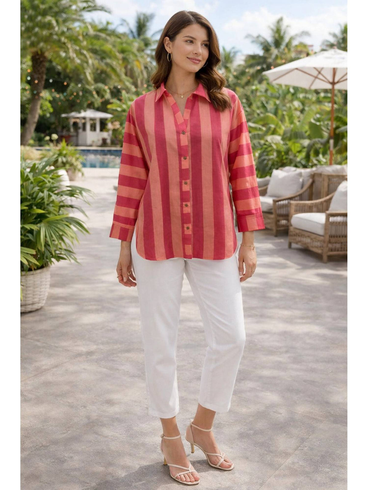 Vertical Striped Pink Shirt | S67 - view 3
