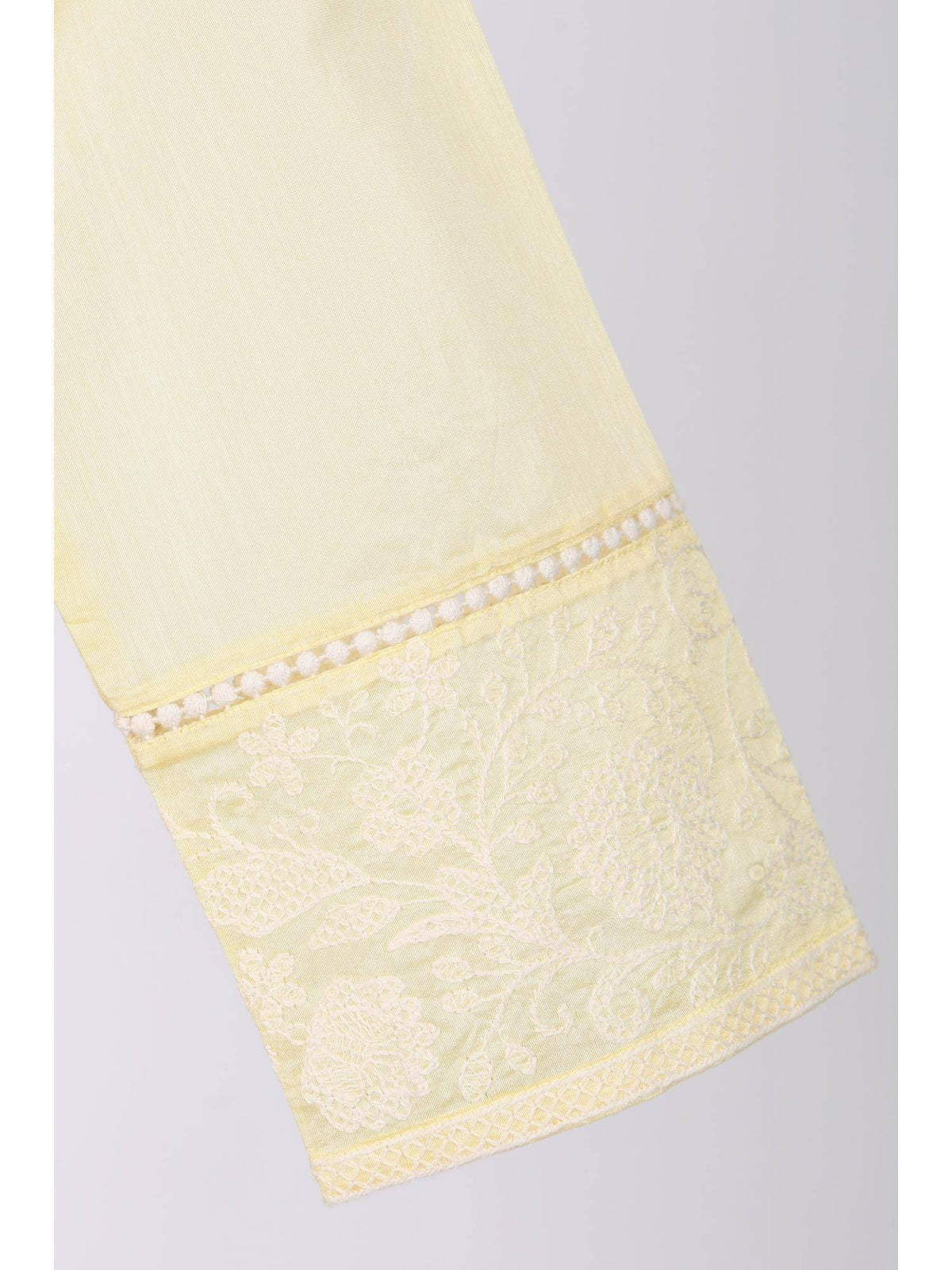 Yellow Embroidered Chanderi Straight Kurta | KDG - view 7