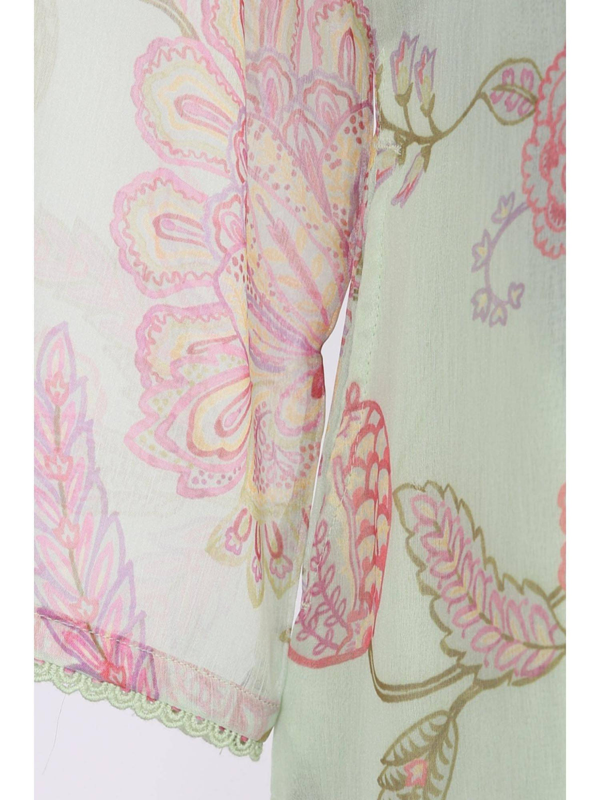 Sea Green Floral Printed Chiffon Straight Kurta | KDG - view 7