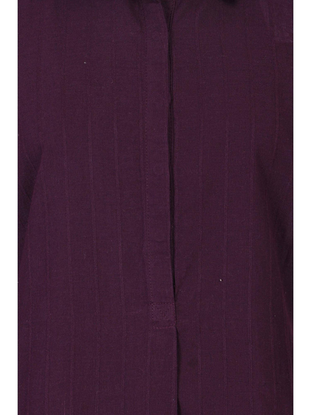 Burgundy Solid Pure Cotton Straight Kurta | KDG - view 2