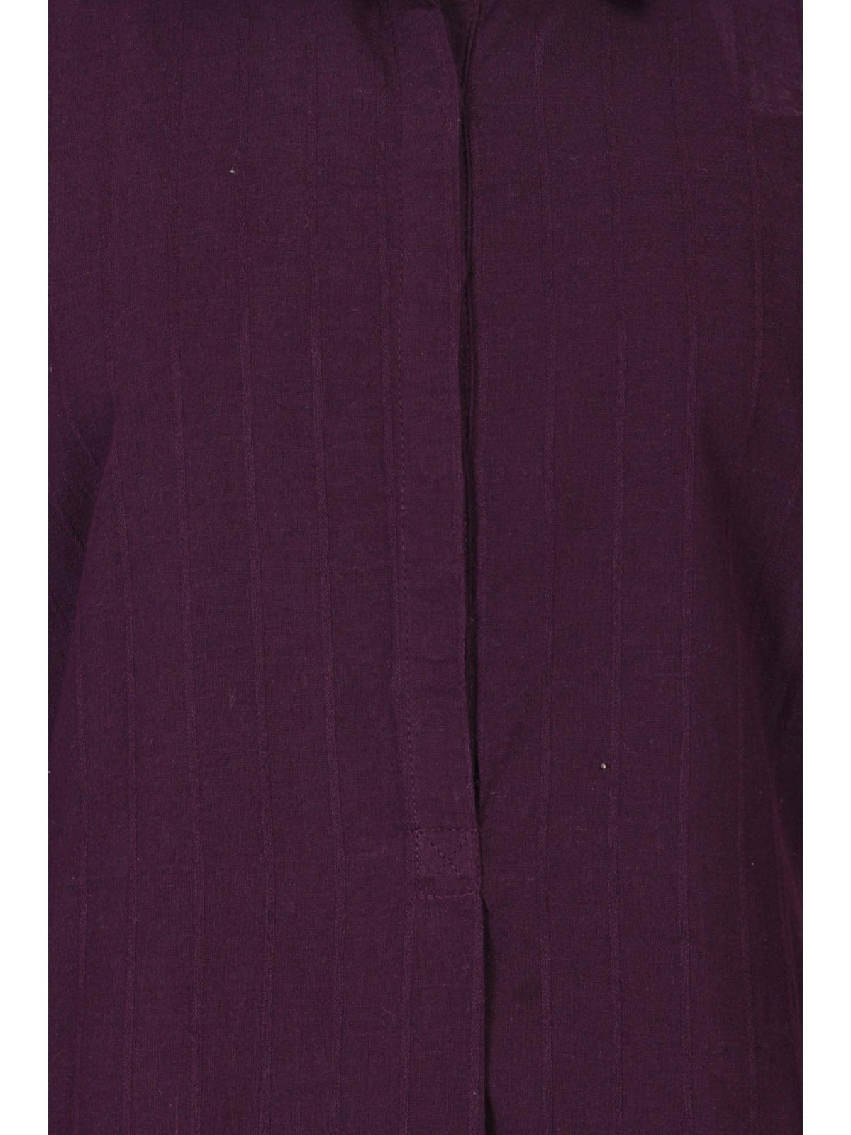 Burgundy Solid Pure Cotton Straight Kurta | KDG - view 2