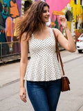 Stretchable Panelled Peplum White Top | pt51 - view 1