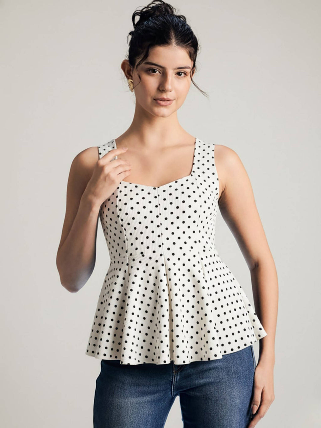 Stretchable Panelled Peplum Top | pt51 - view 9