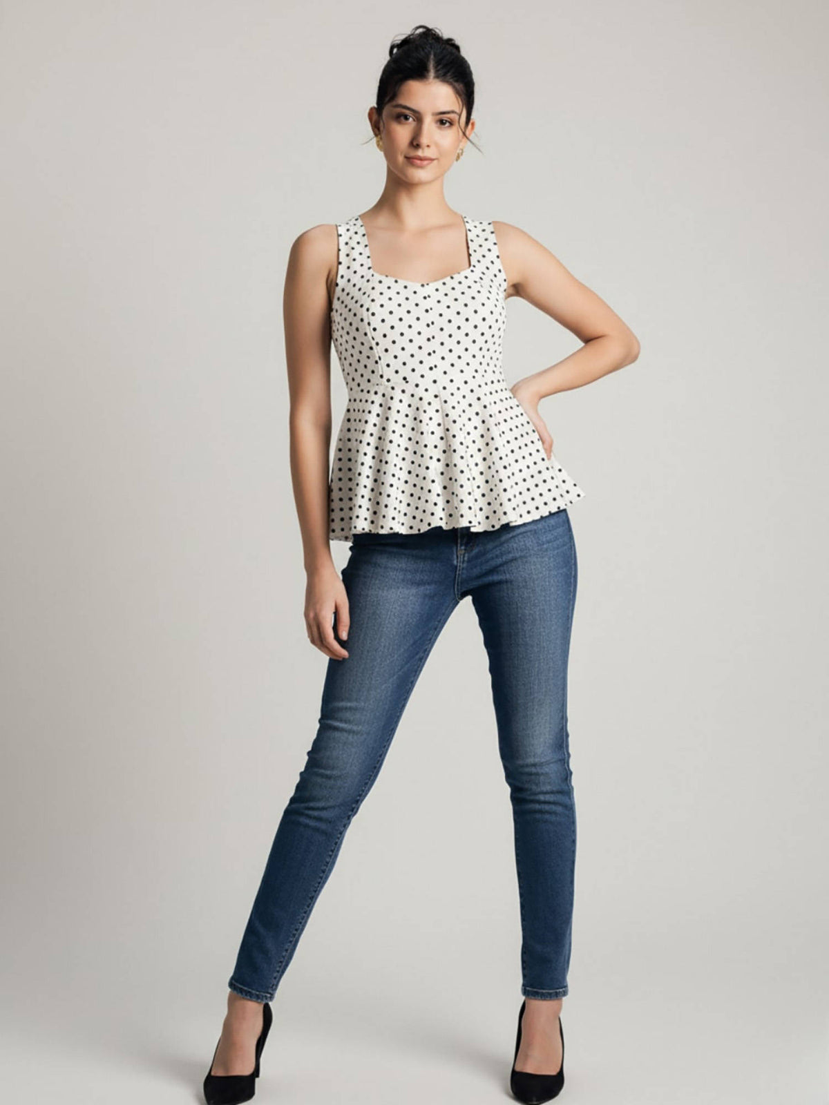 Stretchable Panelled Peplum Top | pt51 - view 10