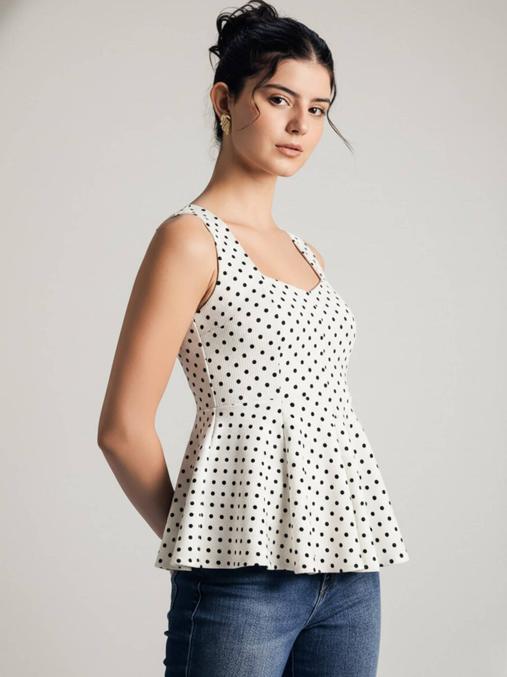Stretchable Panelled Peplum Top | pt51 - view 13