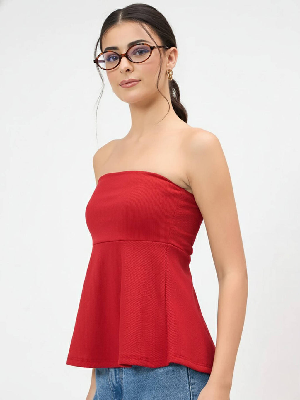 Stretchable Strapless Peplum Top | pt51 - view 4