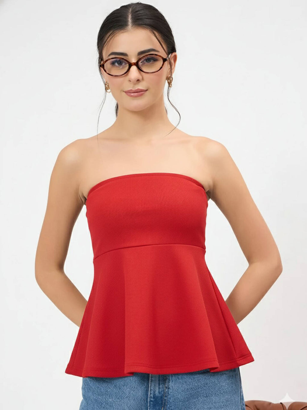 Stretchable Strapless Peplum Top | TT90 - view 6