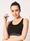 High Impact Cross Hook Solid Sports Bra-Black | sb09 - view 1