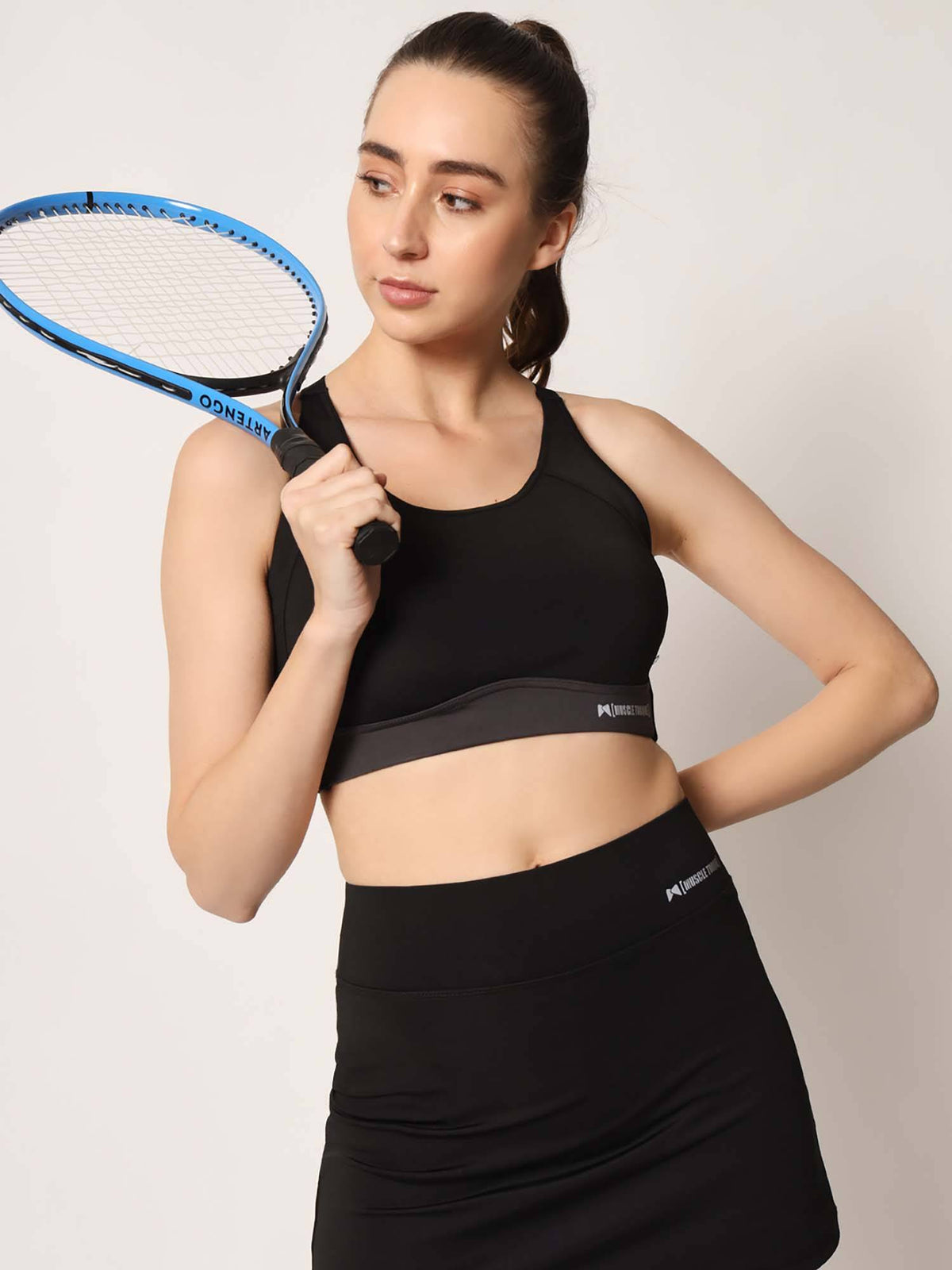 High Impact Cross Hook Solid Sports Bra-Black | sb09 - view 7