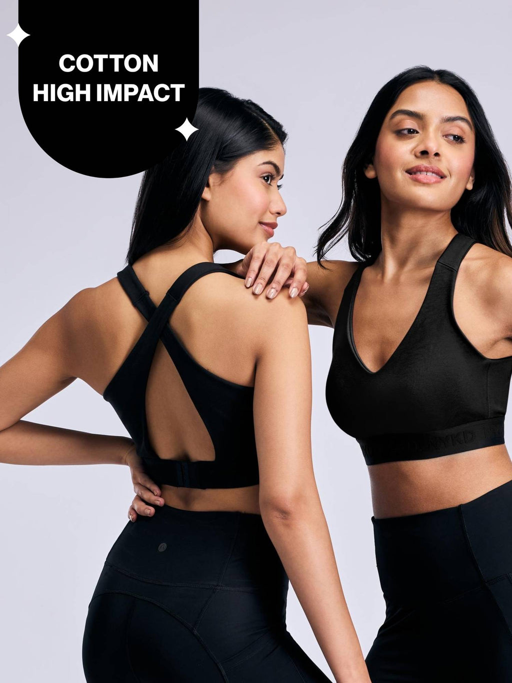 High Impact Cotton CrossFLX Bounce Control Sports Bra with fixed cups NYK912 Black | sb09 - view 1