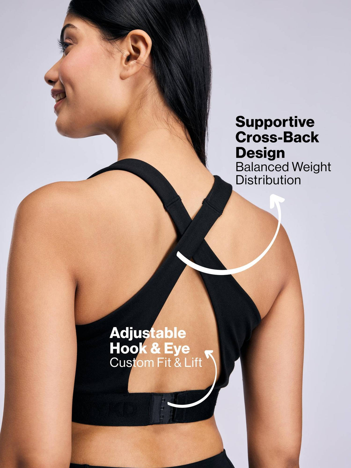 High Impact Cotton CrossFLX Bounce Control Sports Bra with fixed cups NYK912 Black | sb09 - view 4