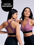 High Impact Cotton CrossFLX Bounce Control Sports Bra with fixed cups NYK912 Black | sb09 - view 6