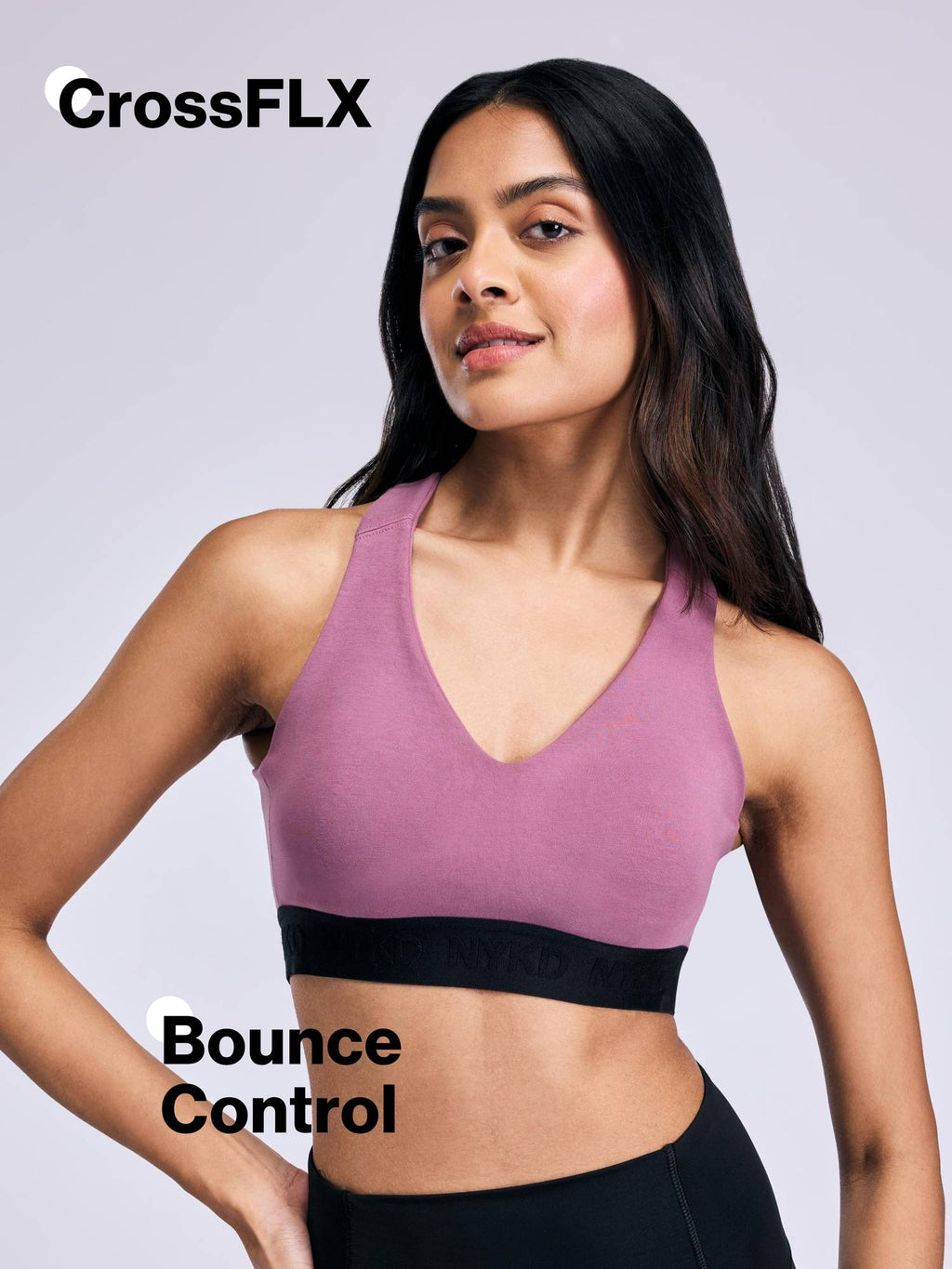 High Impact Cotton CrossFLX Bounce Control Sports Bra with fixed cups NYK912 Black | sb09 - view 7