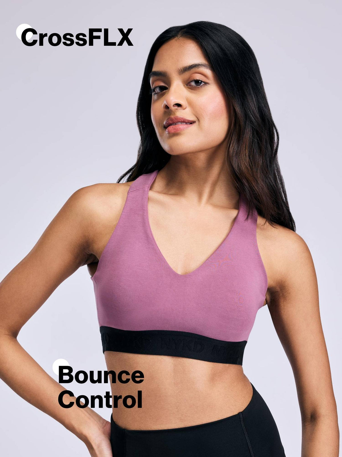 High Impact Cotton CrossFLX Bounce Control Sports Bra with fixed cups NYK912 Black | sb09 - view 7