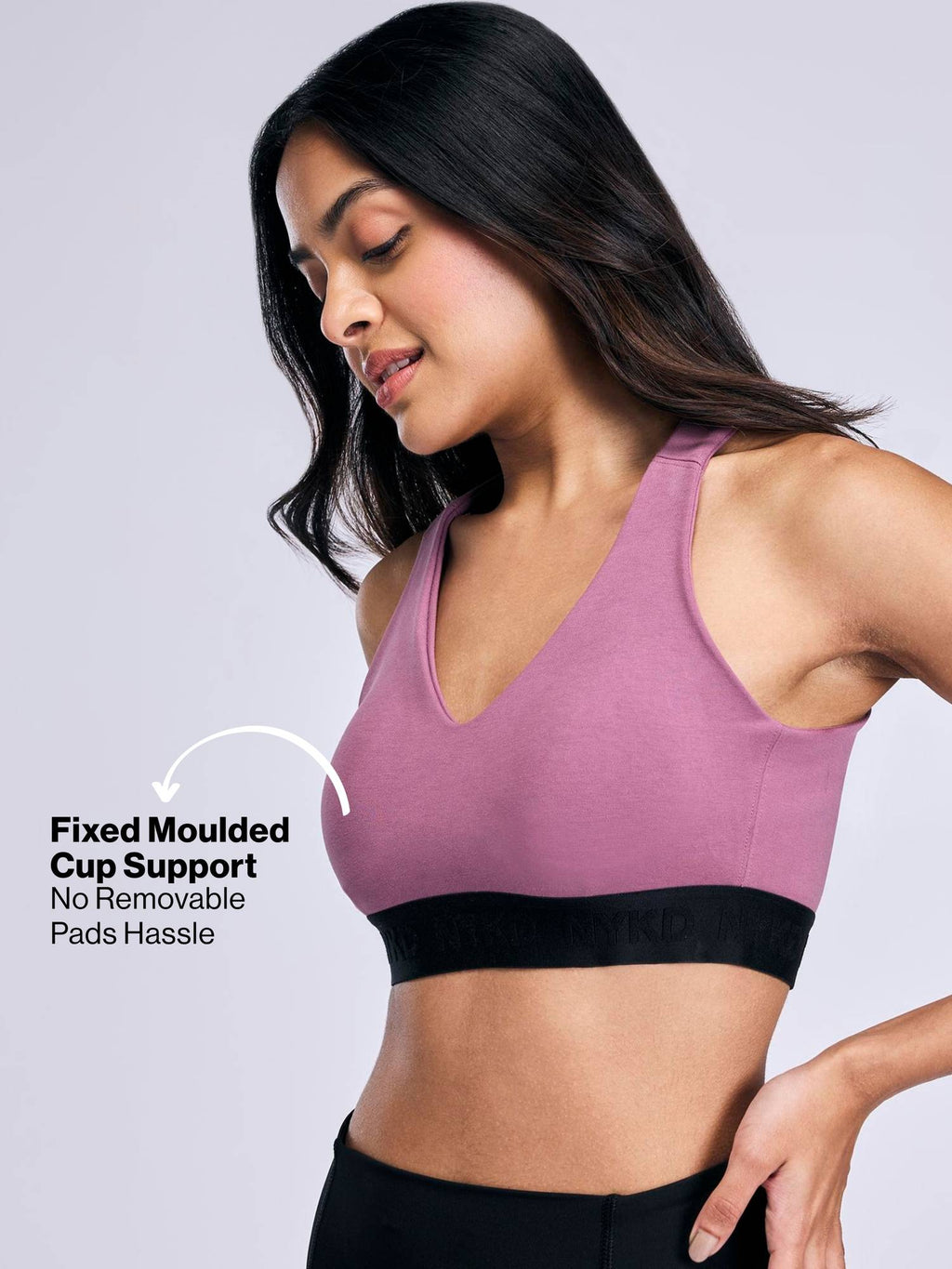 High Impact Cotton CrossFLX Bounce Control Sports Bra with fixed cups NYK912 Black | sb09 - view 8