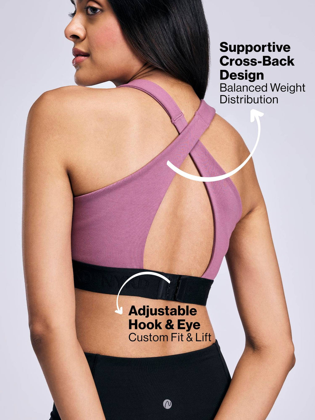 High Impact Cotton CrossFLX Bounce Control Sports Bra with fixed cups NYK912 Black | sb09 - view 9