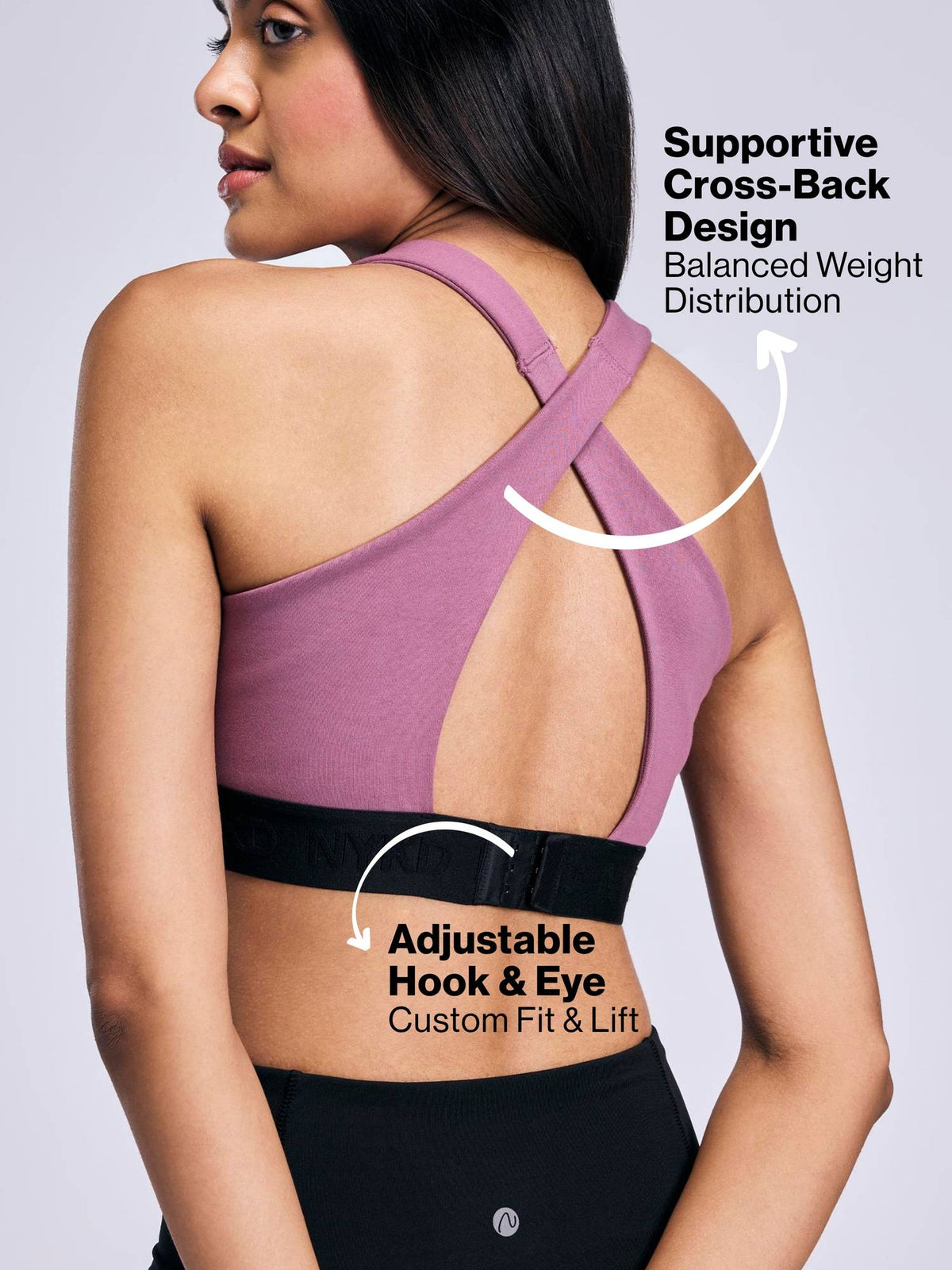 High Impact Cotton CrossFLX Bounce Control Sports Bra with fixed cups NYK912 Black | sb09 - view 9